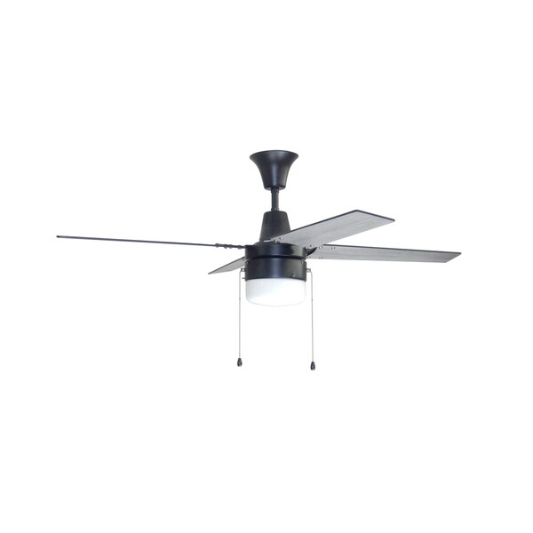 48 Flat Black Finish Ceiling Fan Includes Blades And LED Light Kit